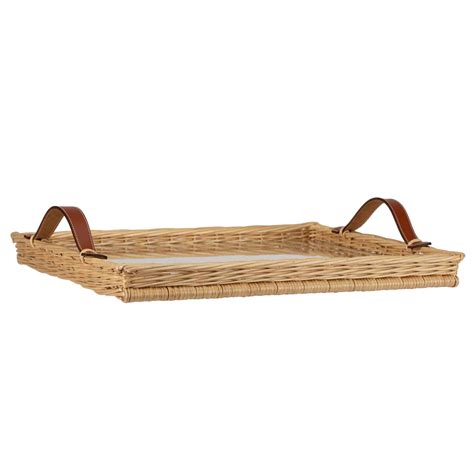 hermes wicker bridle tray